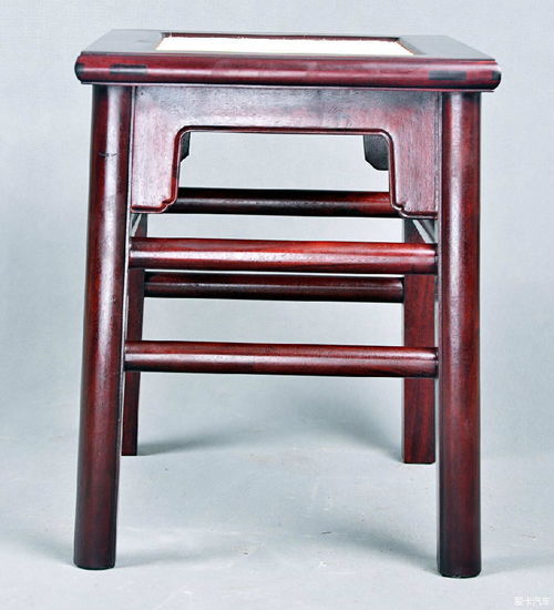 仙游常城红木明式家具系列 赞比亚血檀素裹方凳编藤工艺榫卯结构